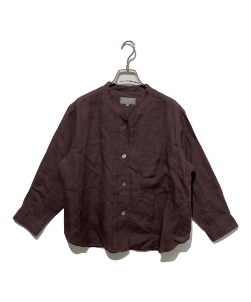MARGARET HOWELL（マーガレットハウエル）MARGARET HOWELL (マーガレットハウエル) リネンノーカラーシャツ ブラウン サイズ:2の古着・服飾アイテム