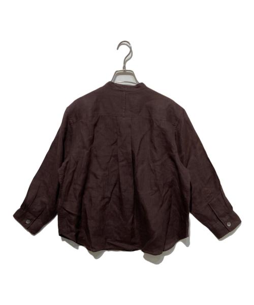 MARGARET HOWELL（マーガレットハウエル）MARGARET HOWELL (マーガレットハウエル) リネンノーカラーシャツ ブラウン サイズ:2の古着・服飾アイテム