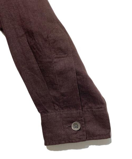 MARGARET HOWELL（マーガレットハウエル）MARGARET HOWELL (マーガレットハウエル) リネンノーカラーシャツ ブラウン サイズ:2の古着・服飾アイテム