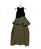 OMMOオーエムエムオー）の古着「BALLOON PEPLUM LAYERED OP」｜グリーン