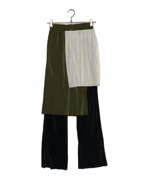 OMMO（オーエムエムオー）OMMO (オーエムエムオー) LAYERED PLEATS PT グリーン サイズ:36の古着・服飾アイテム