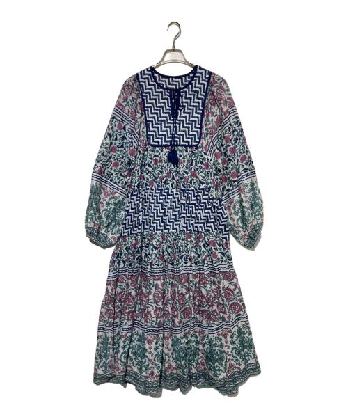 SLOBE IENA（スローブ イエナ）SLOBE IENA (スローブ イエナ) インドパネルティアードワンピース ブルー×グリーン サイズ:38の古着・服飾アイテム