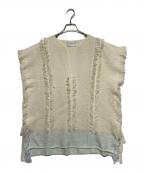 enricaエンリカ）の古着「ウール ビスコース フリンジ ジャガード ベスト」｜ホワイト