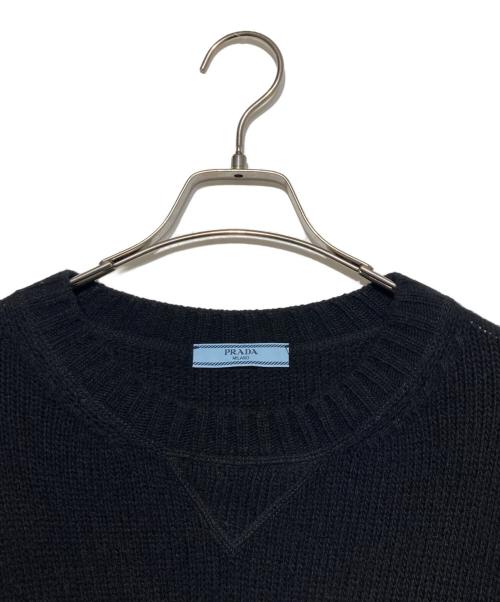 PRADA（プラダ）PRADA (プラダ) ウールカシミヤブレンドロゴニット ブラック サイズ:40の古着・服飾アイテム