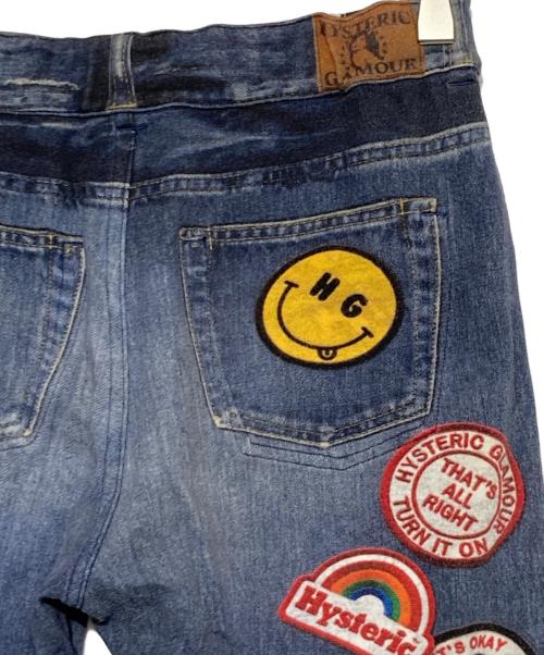 Hysteric Glamour（ヒステリックグラマー）Hysteric Glamour (ヒステリックグラマー) REBEL ROCK柄 リバーシブルスウェットパンツ ブルー×ブラック サイズ:FREEの古着・服飾アイテム