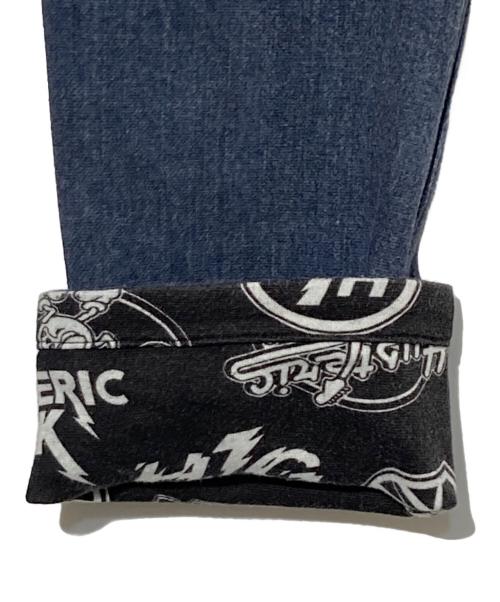 Hysteric Glamour（ヒステリックグラマー）Hysteric Glamour (ヒステリックグラマー) REBEL ROCK柄 リバーシブルスウェットパンツ ブルー×ブラック サイズ:FREEの古着・服飾アイテム