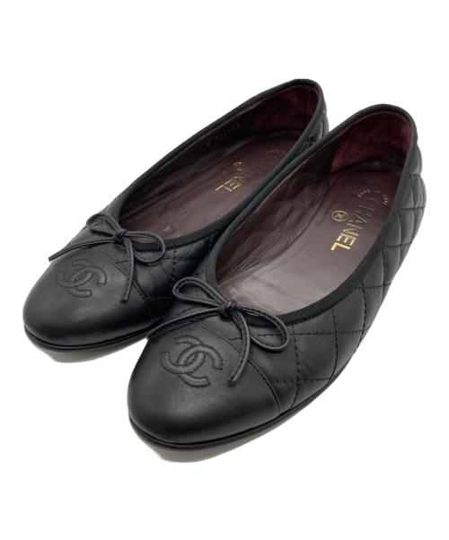 CHANEL（シャネル）CHANEL (シャネル) ココマーク バレリーナシューズ ブラック サイズ:37 1/2の古着・服飾アイテム