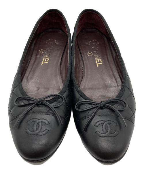 CHANEL（シャネル）CHANEL (シャネル) ココマーク バレリーナシューズ ブラック サイズ:37 1/2の古着・服飾アイテム