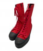 YOHJI YAMAMOTOヨウジヤマモト）の古着「C/ CANVAS HIGH TOP HEEL SNEAKER」｜レッド