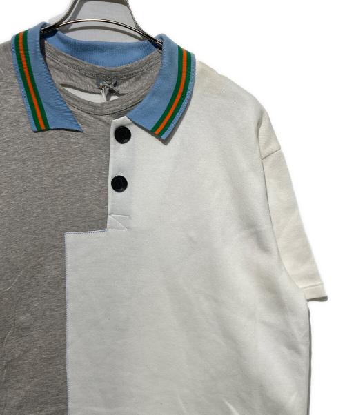 kolor/BEACON（カラービーコン）kolor/BEACON (カラービーコン) ドッキングポロシャツ ホワイト×グレー サイズ:２の古着・服飾アイテム