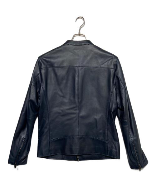 BLACK LABEL CRESTBRIDGE（ブラックレーベル クレストブリッジ）BLACK LABEL CRESTBRIDGE (ブラックレーベル クレストブリッジ) シングルライダースジャケット ネイビー サイズ:Lの古着・服飾アイテム
