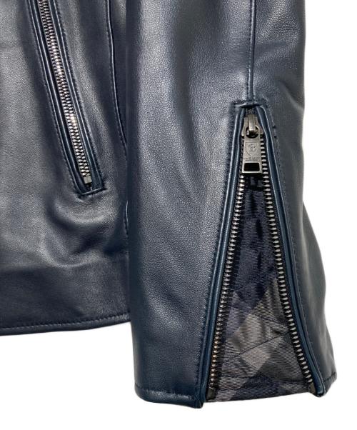 BLACK LABEL CRESTBRIDGE（ブラックレーベル クレストブリッジ）BLACK LABEL CRESTBRIDGE (ブラックレーベル クレストブリッジ) シングルライダースジャケット ネイビー サイズ:Lの古着・服飾アイテム