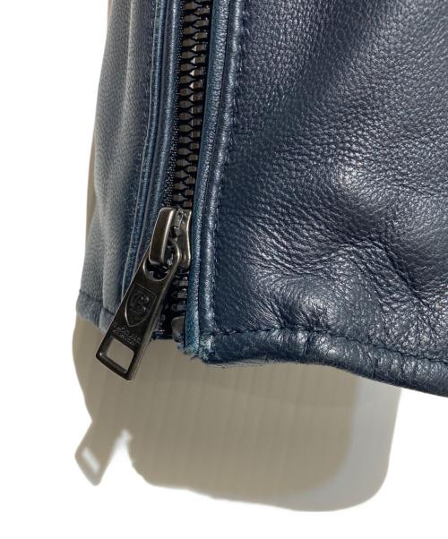 BLACK LABEL CRESTBRIDGE（ブラックレーベル クレストブリッジ）BLACK LABEL CRESTBRIDGE (ブラックレーベル クレストブリッジ) シングルライダースジャケット ネイビー サイズ:Lの古着・服飾アイテム