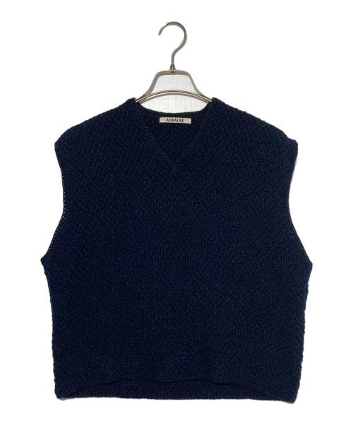 AURALEE（オーラリー）AURALEE (オーラリー) COTTON CASHMERE CORD KNIT VEST ネイビー サイズ:3の古着・服飾アイテム
