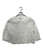 potandteaポットアンドティー）の古着「リネン襟付きブラウス」｜インディゴ