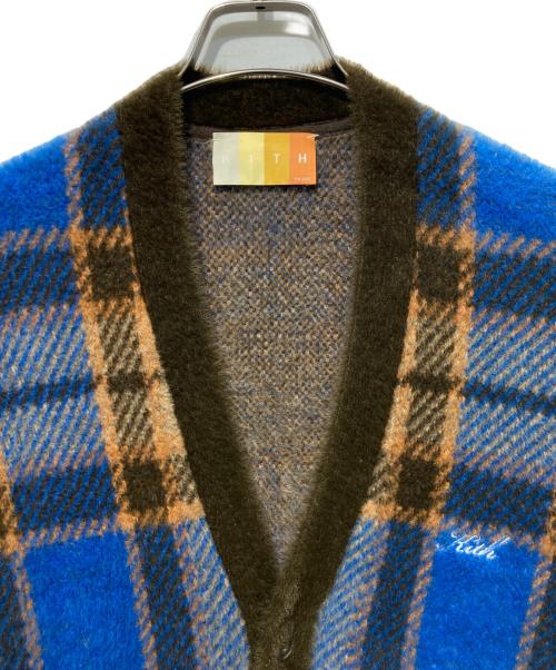 KITH（キス）KITH (キス) Plaid Mohair Cardigan ブルー サイズ:Ｍの古着・服飾アイテム