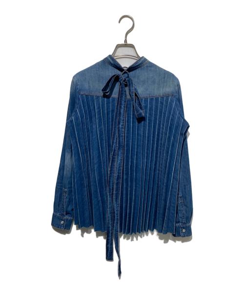 RED VALENTINO（レッドヴァレンティノ）RED VALENTINO (レッドヴァレンティノ) バックプリーツリボンデニムシャツ ブルー サイズ:38の古着・服飾アイテム