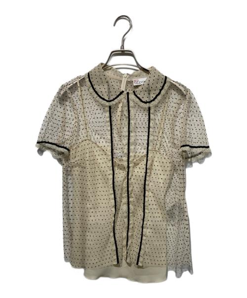RED VALENTINO（レッドヴァレンティノ）RED VALENTINO (レッドヴァレンティノ) チュールドットブラウス ベージュ サイズ:40の古着・服飾アイテム