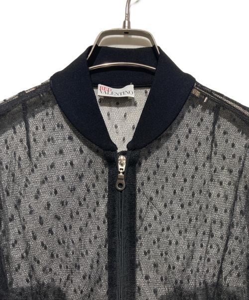 RED VALENTINO（レッドヴァレンティノ）RED VALENTINO (レッドヴァレンティノ) チュールボンバージャケット ブラック サイズ:40の古着・服飾アイテム