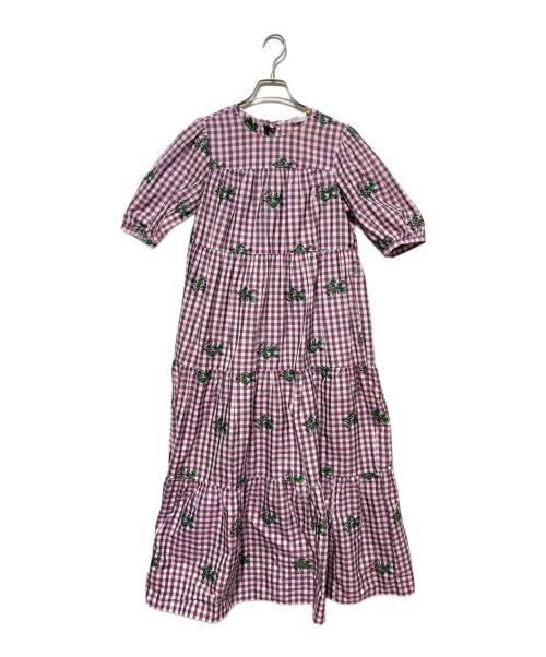 RED VALENTINO（レッドヴァレンティノ）RED VALENTINO (レッドヴァレンティノ) ギンガムブラウスワンピース レッド×ピンク サイズ:38の古着・服飾アイテム