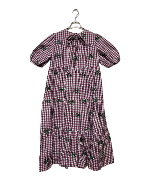 RED VALENTINO（レッドヴァレンティノ）RED VALENTINO (レッドヴァレンティノ) ギンガムブラウスワンピース レッド×ピンク サイズ:38の古着・服飾アイテム