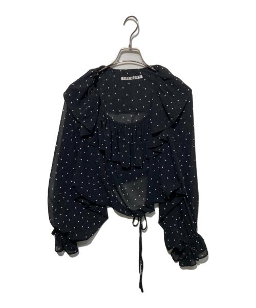 SHENERY（シーナリー）SHENERY (シーナリー) シアーフリルドットブラウス ブラック サイズ:Freeの古着・服飾アイテム