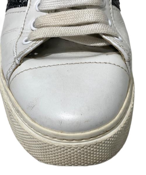 MIU MIU（ミュウミュウ）MIU MIU (ミュウミュウ) グリッターラインスニーカー ホワイト サイズ:36の古着・服飾アイテム