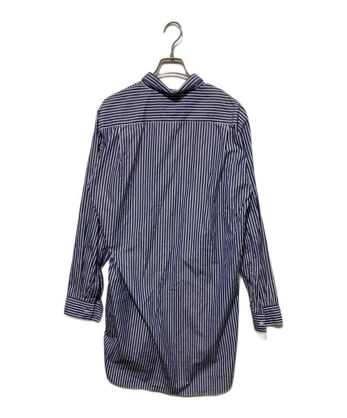 COMME des GARCONS HOMME PLUS（コムデギャルソンオムプリュス）COMME des GARCONS HOMME PLUS (コムデギャルソンオムプリュス) カットオフデザインストライプシャツ ブルー×ホワイト サイズ:Mの古着・服飾アイテム