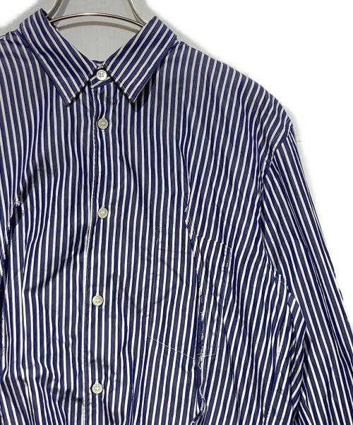 COMME des GARCONS HOMME PLUS（コムデギャルソンオムプリュス）COMME des GARCONS HOMME PLUS (コムデギャルソンオムプリュス) カットオフデザインストライプシャツ ブルー×ホワイト サイズ:Mの古着・服飾アイテム