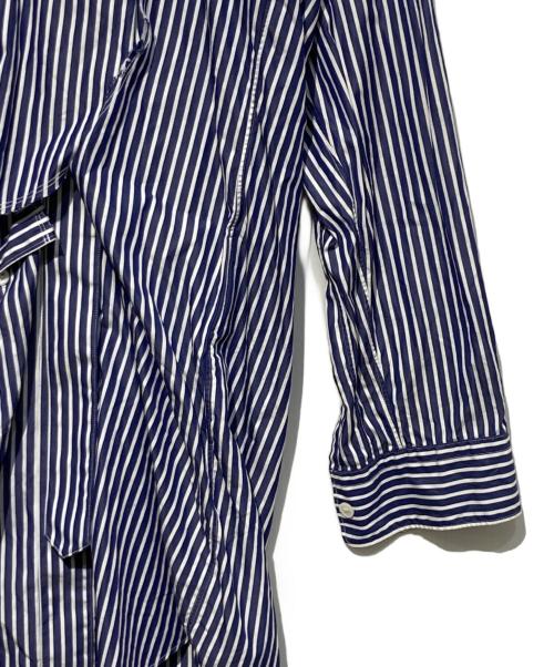 COMME des GARCONS HOMME PLUS（コムデギャルソンオムプリュス）COMME des GARCONS HOMME PLUS (コムデギャルソンオムプリュス) カットオフデザインストライプシャツ ブルー×ホワイト サイズ:Mの古着・服飾アイテム