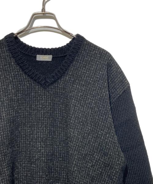 COMME des GARCONS HOMME（コムデギャルソン オム）COMME des GARCONS HOMME (コムデギャルソン オム) フロント切替Vネックニット ブラック サイズ:Lの古着・服飾アイテム