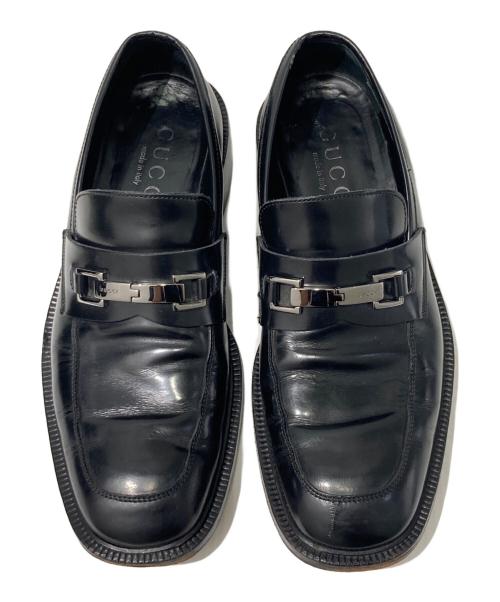 GUCCI（グッチ）GUCCI (グッチ) スクエアビットローファー ブラック サイズ:８1/2の古着・服飾アイテム