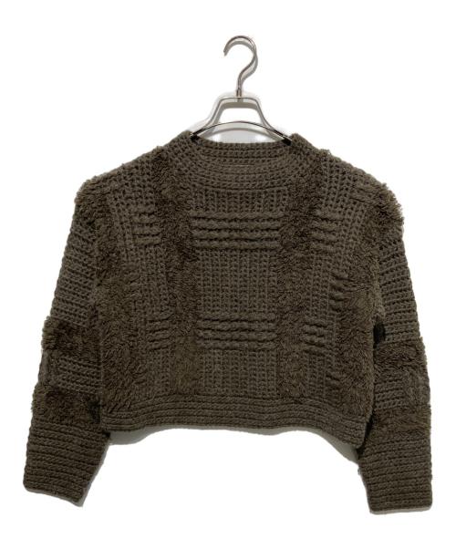 CLANE（クラネ）CLANE (クラネ) WIDE CHECK HAND KNIT ブラウン サイズ:1の古着・服飾アイテム