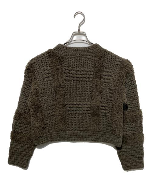CLANE（クラネ）CLANE (クラネ) WIDE CHECK HAND KNIT ブラウン サイズ:1の古着・服飾アイテム