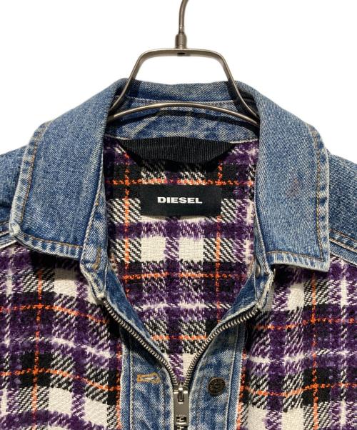 DIESEL（ディーゼル）DIESEL (ディーゼル) ツイード切替デニムジャケット ブルー×パープル サイズ:XXSの古着・服飾アイテム