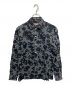BARBAバルバ）の古着「リネン総柄シャツ」｜ブラック