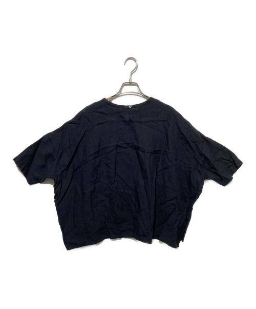 KAGURE（カグレ）kagure (カグレ) リネンクルーネックハーフスリーブ ネイビー サイズ:Freeの古着・服飾アイテム
