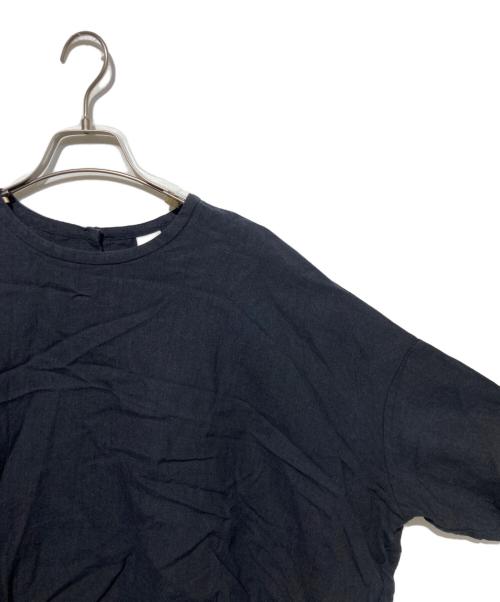 KAGURE（カグレ）kagure (カグレ) リネンクルーネックハーフスリーブ ネイビー サイズ:Freeの古着・服飾アイテム