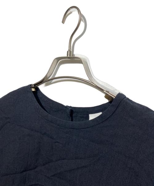 KAGURE（カグレ）kagure (カグレ) リネンクルーネックハーフスリーブ ネイビー サイズ:Freeの古着・服飾アイテム