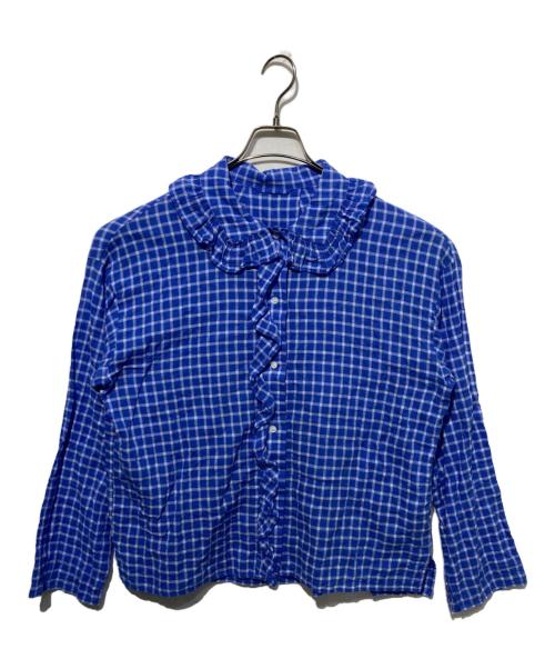 JOURNAL STANDARD（ジャーナルスタンダード）JOURNAL STANDARD (ジャーナルスタンダード) シャーリングローン フリルブラウス ブルー サイズ:不明の古着・服飾アイテム