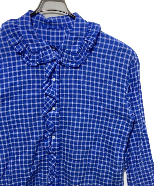 JOURNAL STANDARD（ジャーナルスタンダード）JOURNAL STANDARD (ジャーナルスタンダード) シャーリングローン フリルブラウス ブルー サイズ:不明の古着・服飾アイテム