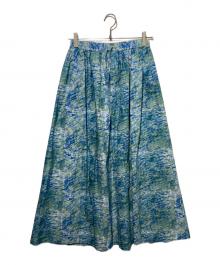 HERALBONY（ヘラルボニー）の古着「フロントギャザースカート「クリスマスツリーショップ」」｜ブルー