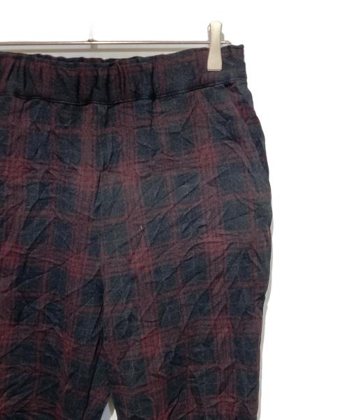 Y's（ワイズ）Y's (ワイズ) シワ加工ポリエステルチェックパンツ ブラック×レッド サイズ:2の古着・服飾アイテム