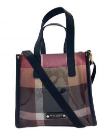 BLUE LABEL CRESTBRIDGE（ブルーレーベルクレストブリッジ）の古着「ビニールショルダーバッグ」｜ブラック×レッド