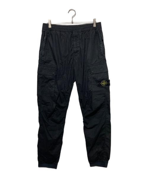 STONE ISLAND（ストーンアイランド）STONE ISLAND (ストーンアイランド) ガーメントダイコットンストレッチシャーリングテーパードリブカーゴパンツ ブラック サイズ:W33の古着・服飾アイテム