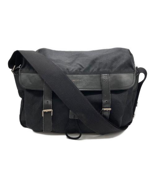 Saint Laurent Paris（サンローランパリ）Saint Laurent Paris (サンローランパリ) キャンバスメッセンジャーバッグ ブラックの古着・服飾アイテム