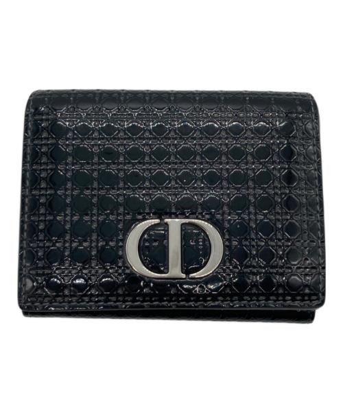 Christian Dior（クリスチャン ディオール）Christian Dior (クリスチャン ディオール) パテントレザーコンパクトウォレット ブラックの古着・服飾アイテム
