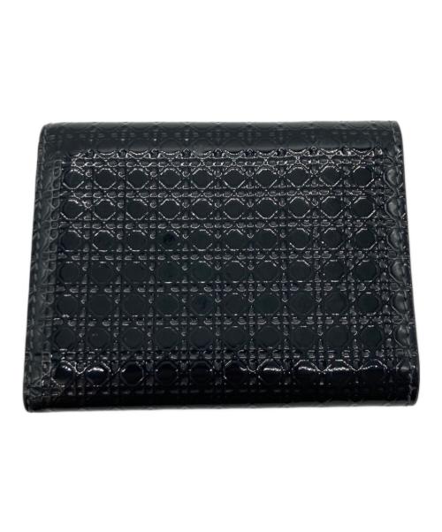 Christian Dior（クリスチャン ディオール）Christian Dior (クリスチャン ディオール) パテントレザーコンパクトウォレット ブラックの古着・服飾アイテム