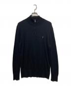 ALL SAINTSオールセインツ）の古着「Kilburn Zip Funnel Neck Ramskull Sweater」｜ブラック