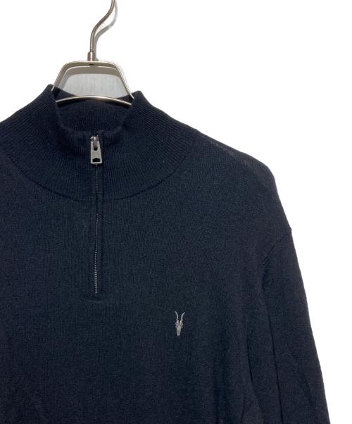 ALL SAINTS（オールセインツ）ALL SAINTS (オールセインツ) Kilburn Zip Funnel Neck Ramskull Sweater ブラック サイズ:Mの古着・服飾アイテム